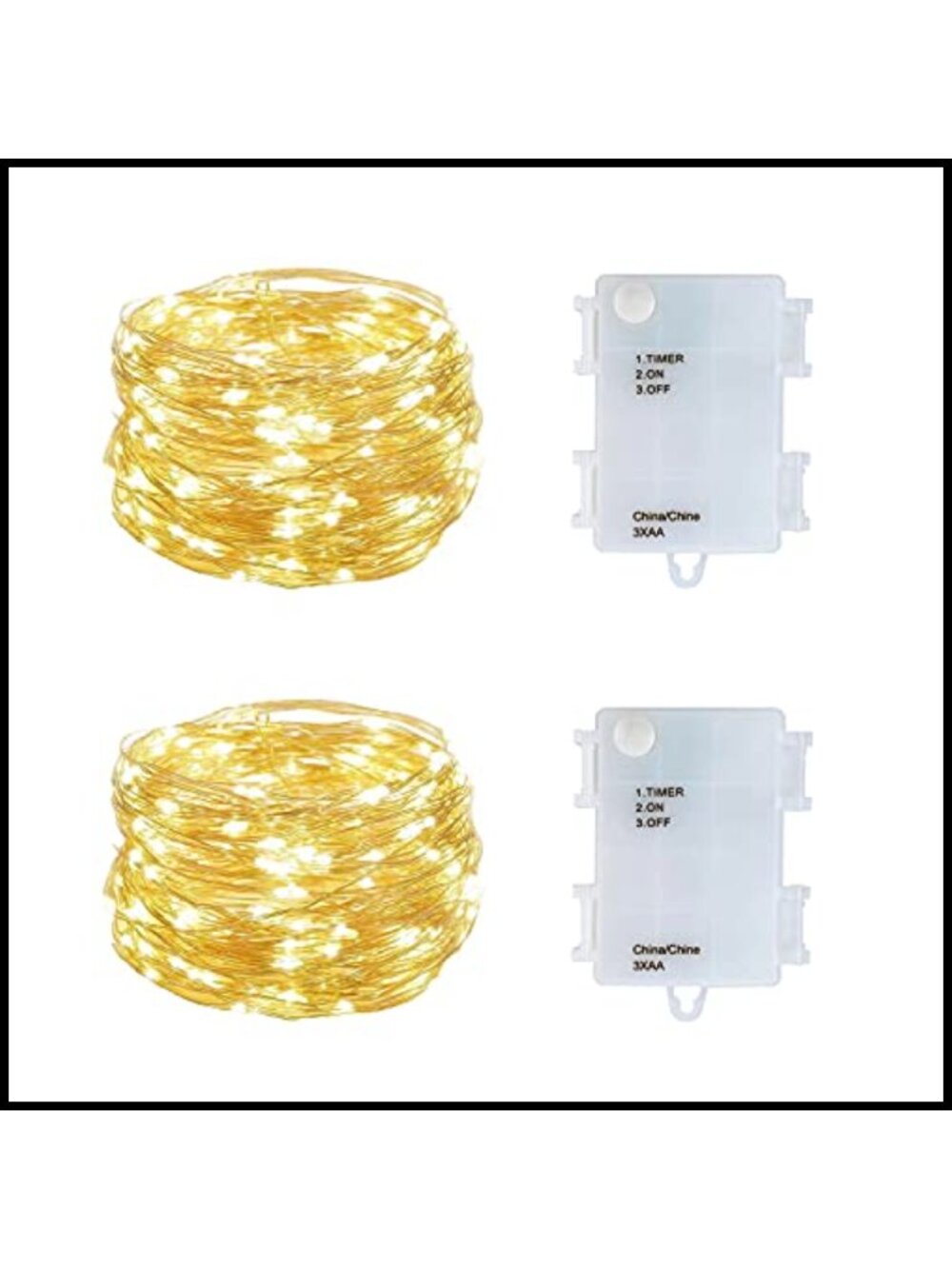 2 Pack Battery Operated LED String Lights, Mini LED Fairy Lights with Timer,